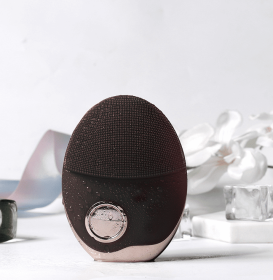 Wireless charging skin cleansing beauty instrument electric cleaning brush ultrasonic vibration wash brush (Color: BLACK)